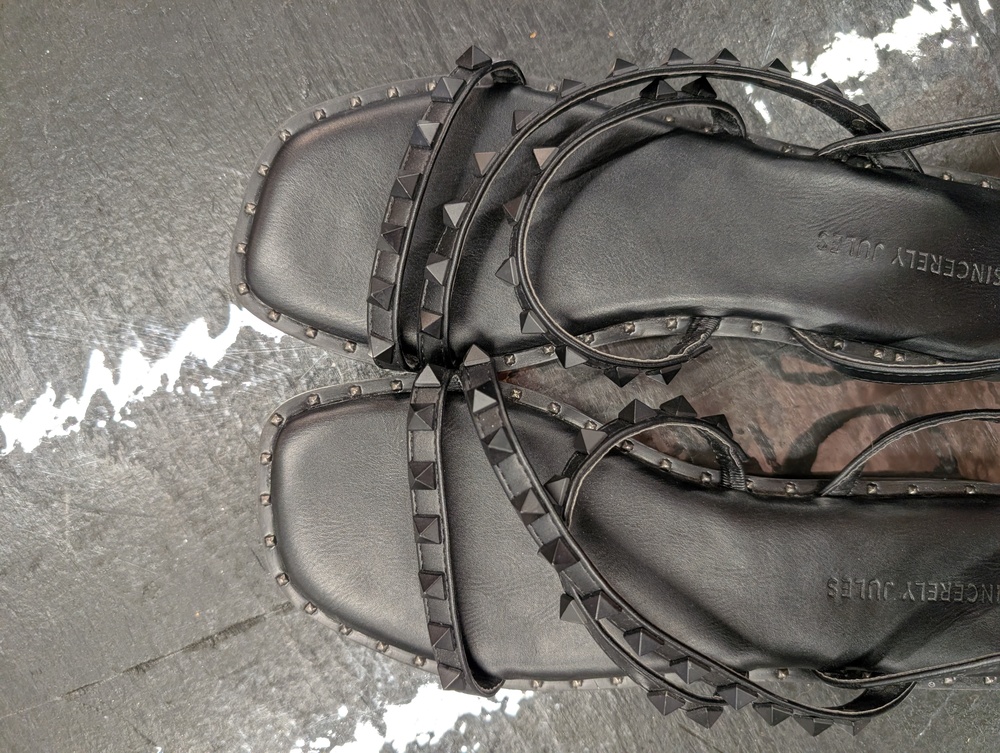 Black strappy studded sandals